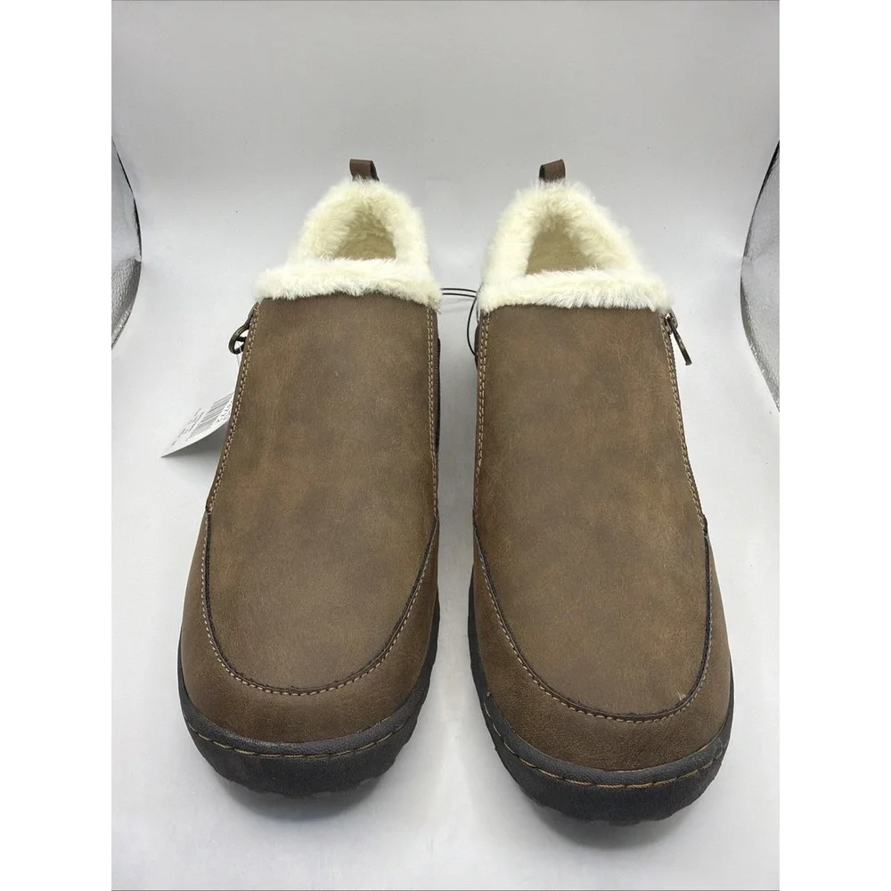 JSPORT Women's ELENOR Memory Foam Faux Shearling Shoes Brown Size 11